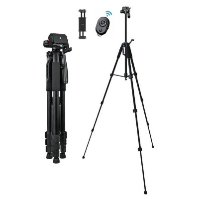 Trepied foto universal cu suport de telefon si telecomanda bluetooth, pentru camere, GoPro, telefon, filet 1 4, inaltime maxima 180 cm foto