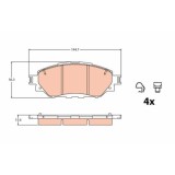 Placute frana Toyota Hilux 8 Pick-Up ( N1 ), 2.4 D (GUN112_, GUN122_, GUN135_, GUN120_), 2.4 D (GUN135), punte fata, nu este pregatit pentru senzor u