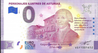 !!! 0 EURO SOUVENIR - SPANIA , PERSONALITATI ILUSTRE DIN ASTURIA - 2021.1 - UNC foto