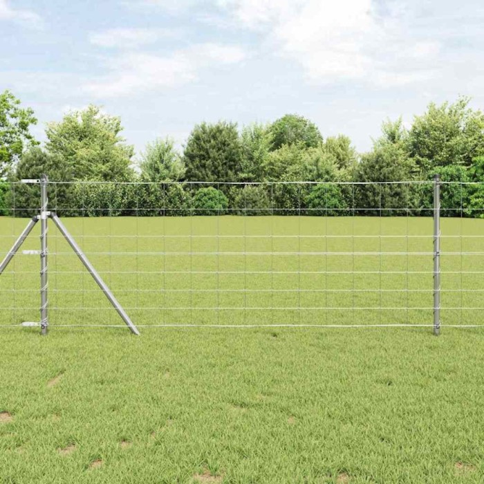 Gard pentru c&acirc;mp Argintiu 25 x 0.8 m Oțel galvanizat