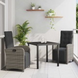 vidaXL Set de masă pentru grădină 3 pcs Gri poliratan 3380323