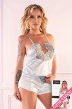 LIV280-48 Pijama dantelata cu maiou si pantaloni scurti, L/XL, S/M, LIVIA CORSETTI