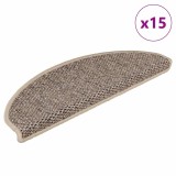 vidaXL Covorașe scări autoadezive, 15 buc. bej &icirc;nchis, 65x21x4cm sisal