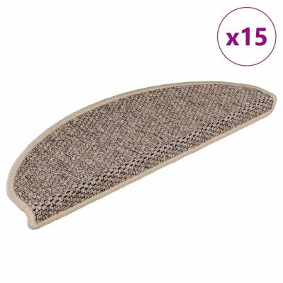 vidaXL Covorașe scări autoadezive, 15 buc. bej &amp;icirc;nchis, 65x21x4cm sisal foto