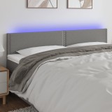 Cumpara ieftin Tăblie de pat cu LED, gri &icirc;nchis, 200x5x78/88 cm, textil