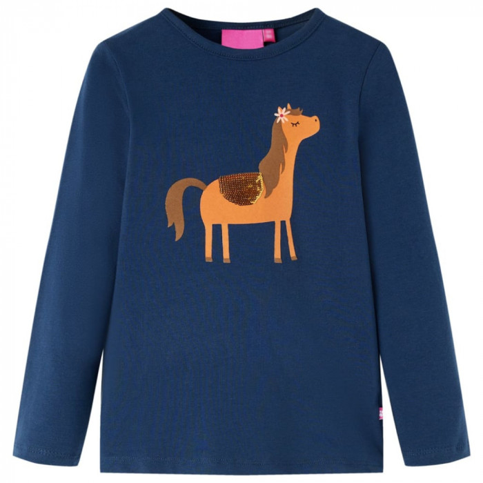 Tricou pentru copii cu m&acirc;neci lungi, bleumarin, 128 13622