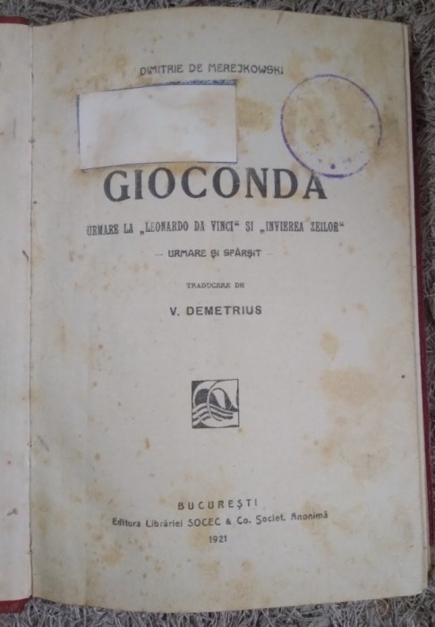 A. Gioconda 1921 Socec