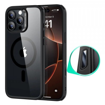 Husa MagSafe pentru Apple iPhone 16 Pro, ESR, Classic Hybrid Slide, Neagra Transparenta foto