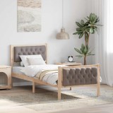 vidaXL Cadru de pat cu headboard Gri taupe 75 x 190 cm țesătură 878442