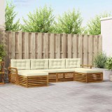 vidaXL Seturi de canapele 6 pcs Natural și Crem Lemn Solid de Acacia 3373900