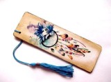 Semn de carte cu dreamcatcher cu albastru si alte culori, semn de carte 38529