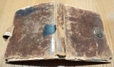 MIHAIL SADOVEANU - TRENUL-FANTOMA / CEZAR PETRESCU - Nepoata HATMANULUI TOMA - Coperta cartonata cu invelis din piele cu incuietoare, DETERIORATA
