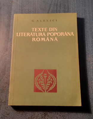 Texte din literatura poporana romana G. Alexici foto