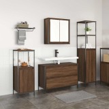 Set mobilier baie, 3 piese, stejar maro, lemn prelucrat