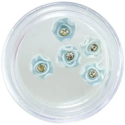 Flori acrilice &amp;ndash; albastre și albe cu stras foto