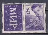 Timbre Romania 1956 LP 406 a, Ziua Copilului, Serie cu Vinieta, MNH, Nestampilat