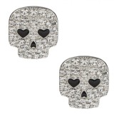 Cercei Cui, Craniu, Strass, Ochi Negri, Argintiu, Set 2 Bucăți, Oem