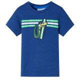 Tricou pentru copii, albastru &icirc;nchis melanj, 140 GartenMobel Dekor, vidaXL