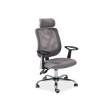 Scaun de birou cu mesh, SL Q118, ergonomic, brate si tetiera ajustabile, cadru metalic, mecanism balans, 100 kg, Gri