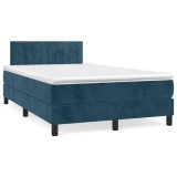 Cumpara ieftin Pat box spring cu saltea, albastru inchis, 120x200 cm, catifea
