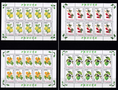 RO 2002 / LP 1596 a , &amp;quot;Fructe&amp;quot; , serie in minicoli de 10 marci, MNH, cota 310lei foto