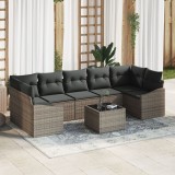 Gossi set canapea gradina 8 piese cu perne gri din ratan poliesteric