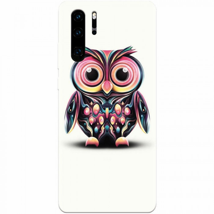 Husa silicon pentru Huawei P30 Pro, Colorful Owl Illustration