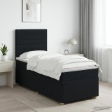 Cumpara ieftin Pat boxspring cu saltea cu benzi LED Negru 80 x 200 cm Tesatura