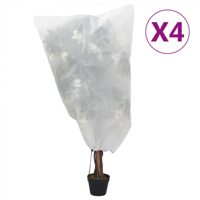 vidaXL Huse de fleece pentru plante cu șnur 4 buc 70 g/m&sup2; 0,8x1 m