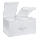 Cutie Depozitare, Model cu Capac Dublu și Separator, Culoare Alb, Dimensiuni 35x25x16 cm