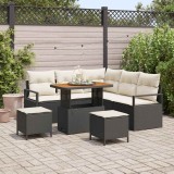 vidaXL Set de canapele pentru grădină cu pernă 8 pcs Negru Rattan poli