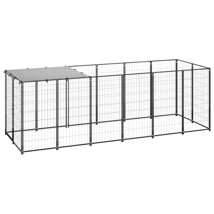vidaXL Padoc pentru c&acirc;ini, negru, 330x110x110 cm, oțel