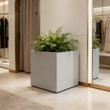 Ghiveci patrat Vaargel 60x60x60 cm din otel galvanizat, bej