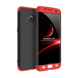 Husa 360 Samsung Galaxy S7 Edge Magnetica Sticla Securizata, Protectie Soc, Praf, Zgarieturi, Negru/Rosu