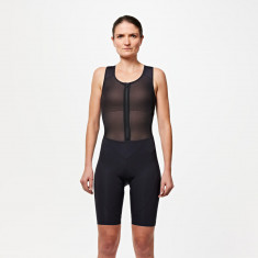 Colanți cu bretele ciclism pe șosea/ciclosport quick-zip Negru Damă