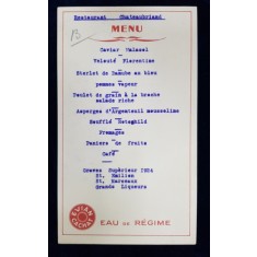 RESTAURANT CHATEAUBRIAND , MENIU , PERIOADA INTERBELICA