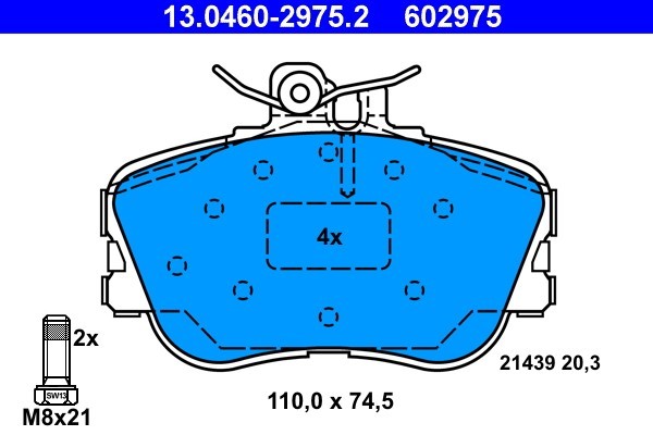 ATE 13.0460-2975.2 set placute frana,frana disc
