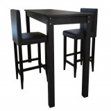 Masă de bar cu 2 scaune de bar negre, vidaXL