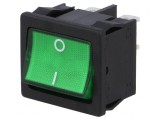 Rocker Switch ON-OFF 12A 250VAC Green IP40 with Indicator 110-230V