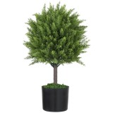 HOMCOM Plantă Artificială Cedru Rezistentă la Raze UV cu Ghiveci, &Oslash;14,5x55 cm, Verde | Aosom Romania