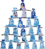 Set de 24 pungi pentru calendar de advent Motase, satin, albastru, 13 x 21,5 cm