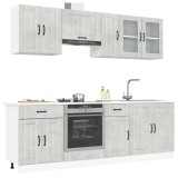Set dulapuri de bucătărie 8 piese &bdquo;Kalmar&rdquo; gri beton Lemn