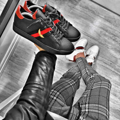 Pantofi pentru barbati, negri, cu siret, casual, material sintetic - BB317 foto