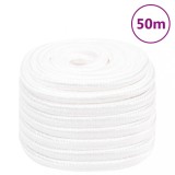VidaXL Fr&acirc;nghie de barcă, alb complet, 20 mm, 50 m, polipropilenă