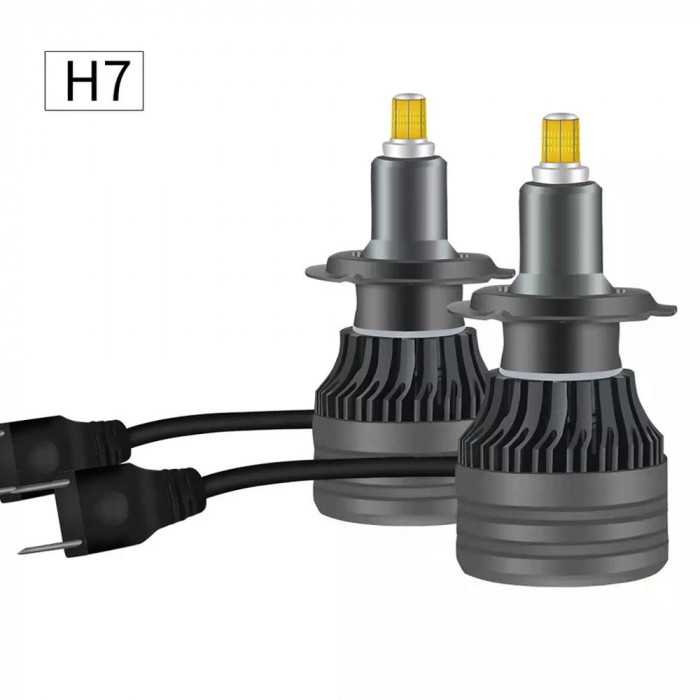 Set 2 becuri auto LED CSP, 360 grade, H7, 72W,6000 K,20000 LM