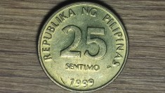 Insulele Filipine - moneda de colectie exotica - 25 sentimo 1999 XF/AU - impecabila !