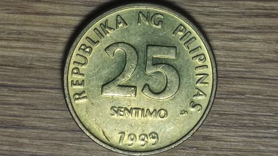 Insulele Filipine - moneda de colectie exotica - 25 sentimo 1999 XF/AU - impecabila ! foto
