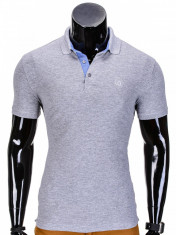 Tricou pentru barbati polo gri deschis slim fit casual S837 foto