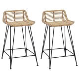 vidaXL Scaun de bar 2 pcs natural 44 x 45 x 76 cm Rattan și oțel 42033202