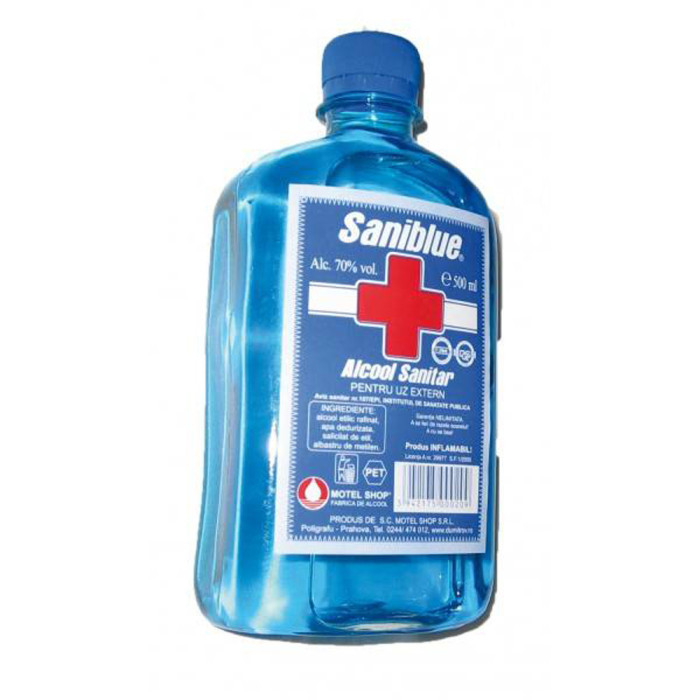 Alcool Sanitar Spirt Saniblue 500 ml , vol 70% (dezinfectant uz extern)